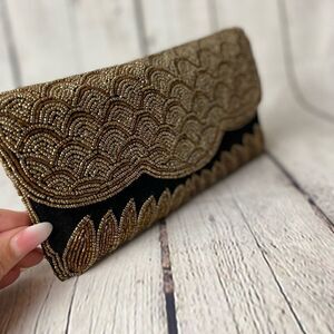 Black/Gold Casual Zipper Pouch Small